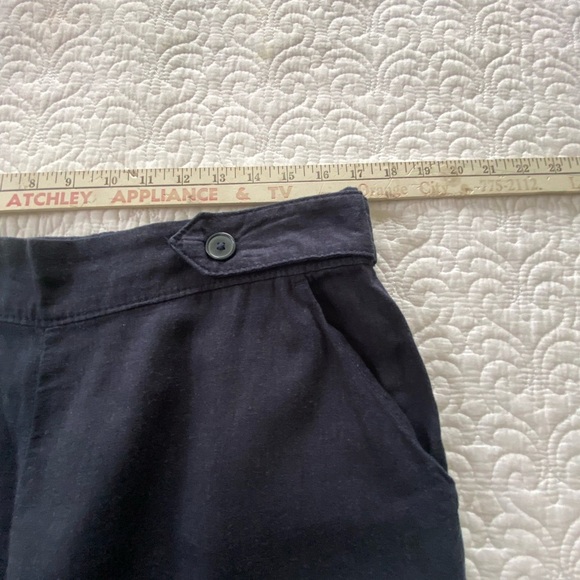 Croft & Barrow Linen Blend Dark Navy Pull On Wide Leg Cropped Pants Size Large - Picture 7 of 9